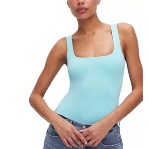 GOOD AMERICAN Sculpting Modern Tank Body Suit in Light Blue